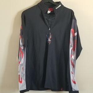 Spyder mens 1/4 zip with detailing on the sleeve Men's Medium Black